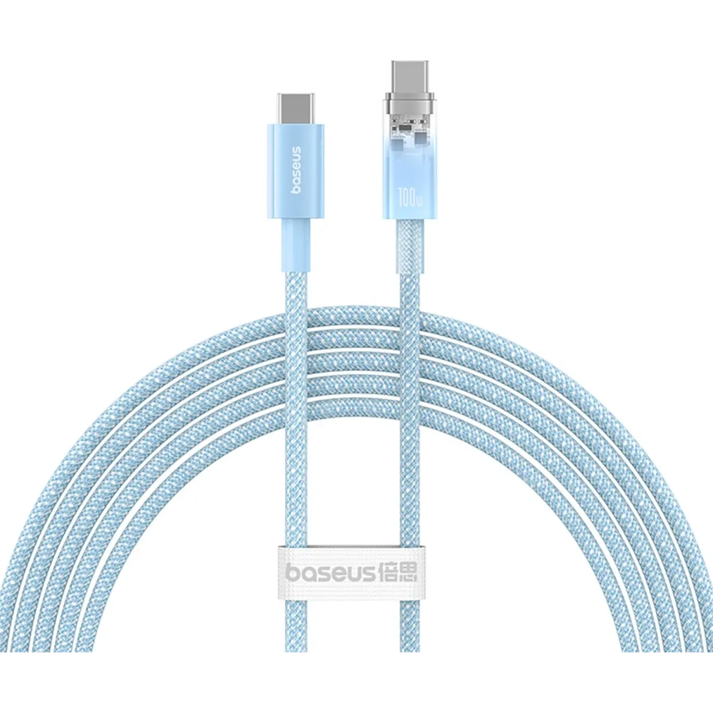 Kabel Baseus Explorer 100W USB-C - USB-C z inteligentnym czujnikiem temperatury 2m niebieski
