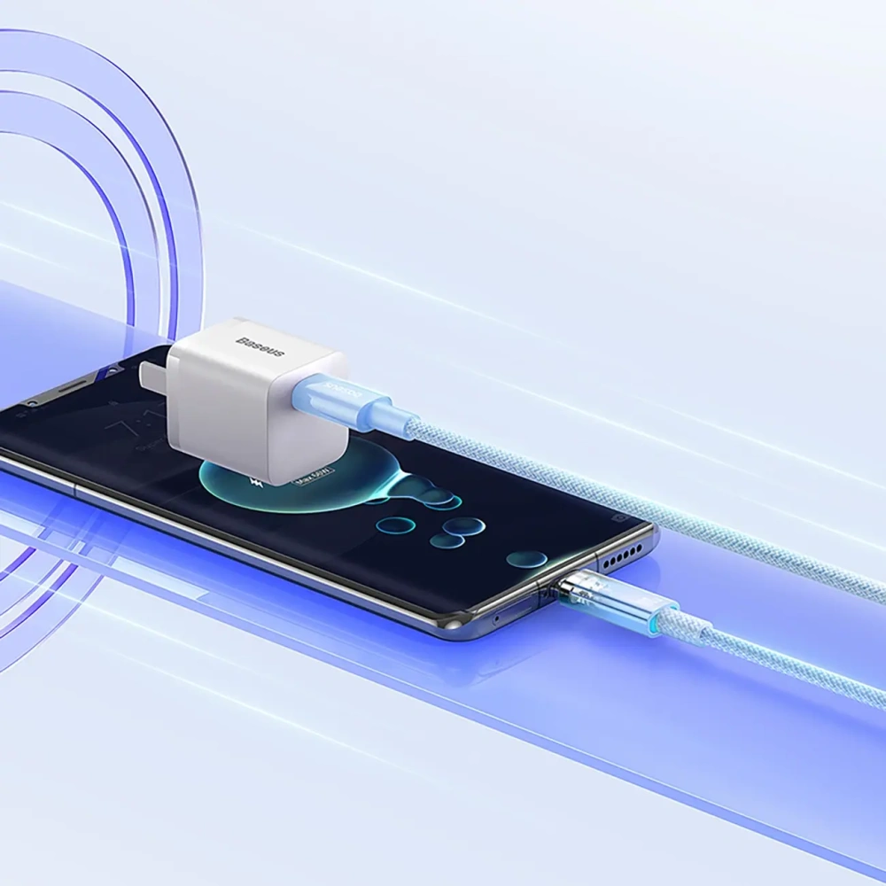 Kabel Baseus Explorer 100W USB-C - USB-C z inteligentnym czujnikiem temperatury 2m niebieski