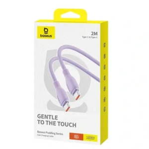 Kabel Baseus Pudding USB-C / USB-C 100W 2m fioletowy