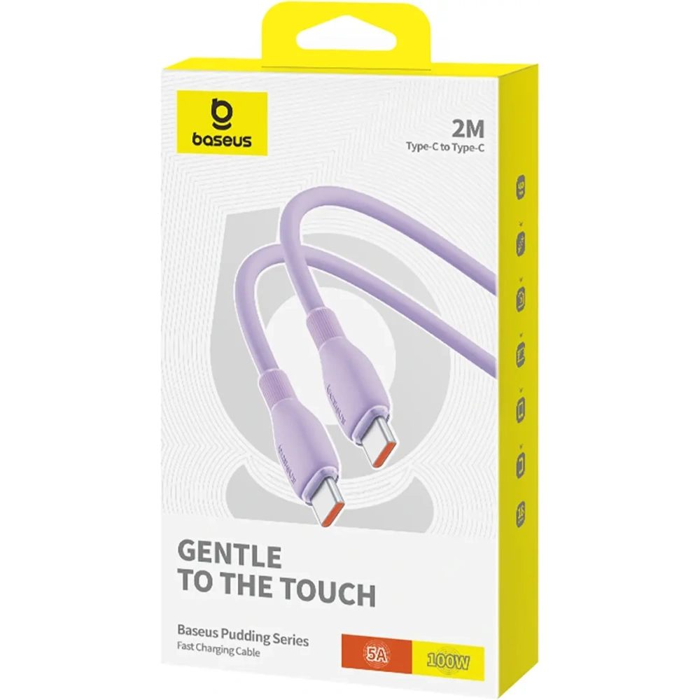 Kabel Baseus Pudding USB-C / USB-C 100W 2m fioletowy