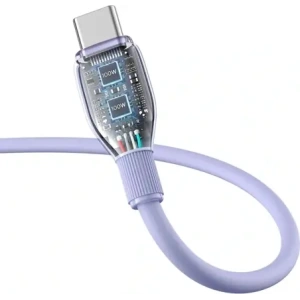 Kabel Baseus Pudding USB-A / USB-C 100W 2m fioletowy