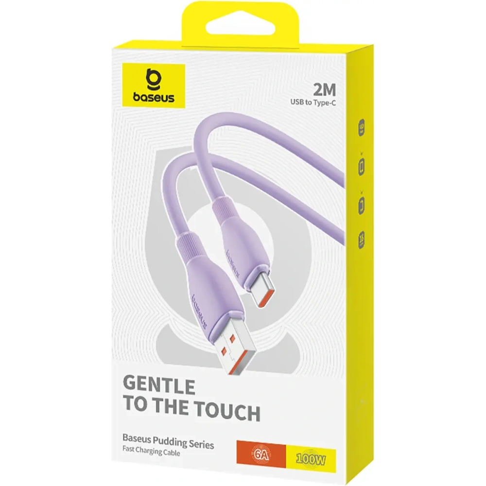 Kabel Baseus Pudding USB-A / USB-C 100W 2m fioletowy
