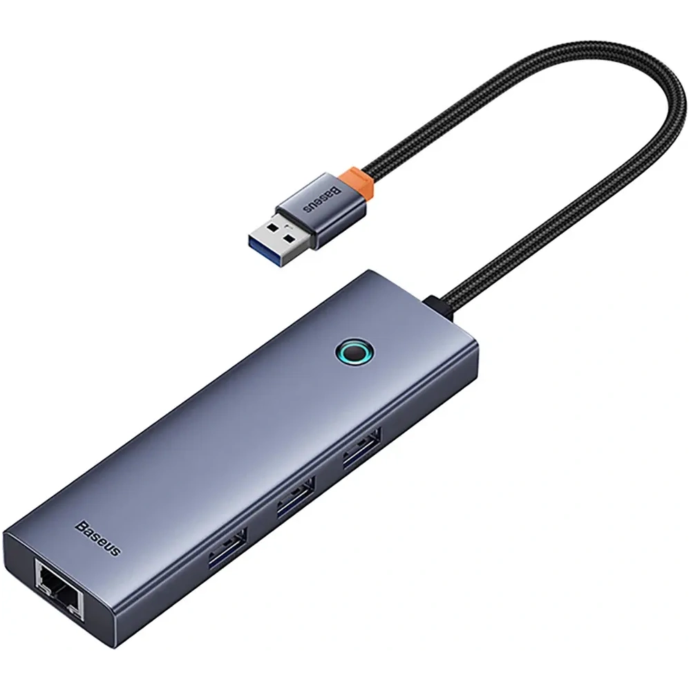 HUB Baseus UltraJoy USB-A / 3xUSB-A 3.0, RJ45 szary