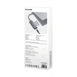 HUB Baseus UltraJoy USB-A / 3xUSB-A 3.0, RJ45 szary