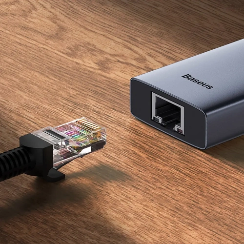 HUB Baseus UltraJoy USB-A / 3xUSB-A 3.0, RJ45 szary