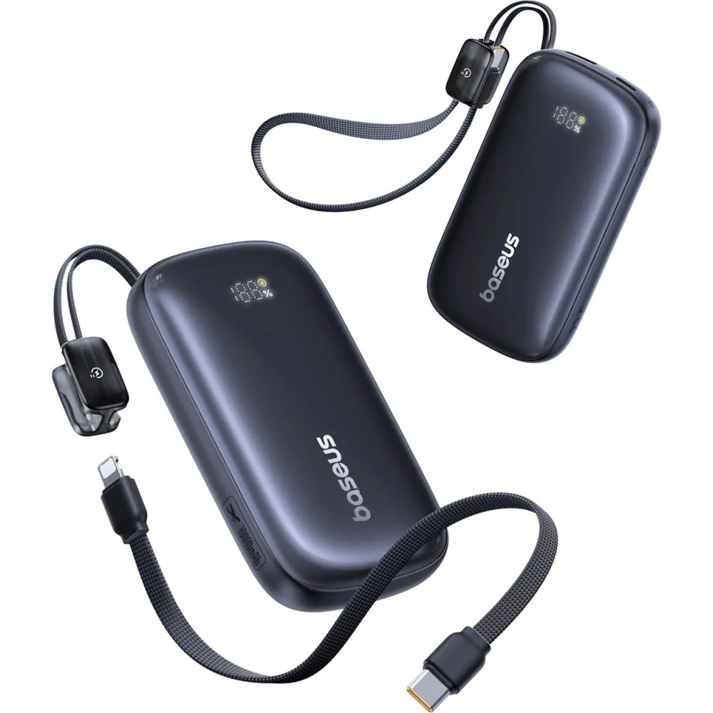 Powerbank Baseus EnerFill FC21 QPow3 Ultra 10000mAh 22.5W z wyświetlaczem i odłączanym kablem czarny