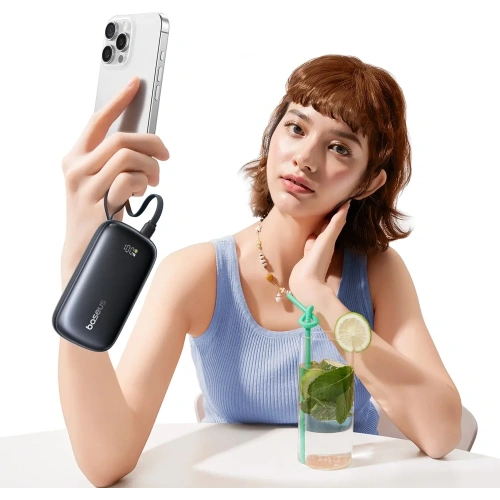 Powerbank Baseus EnerFill FC21 QPow3 Ultra 10000mAh 22.5W z wyświetlaczem i odłączanym kablem czarny