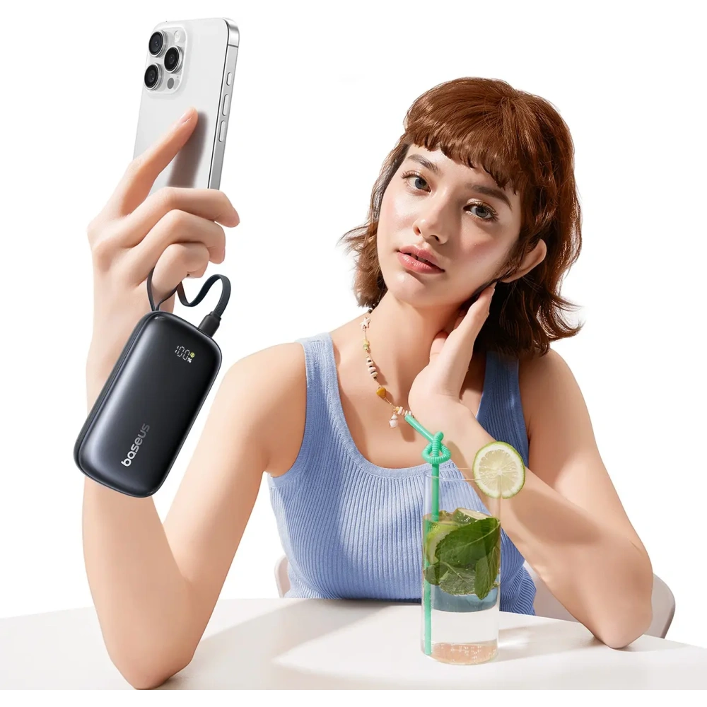 Powerbank Baseus EnerFill FC21 QPow3 Ultra 10000mAh 22.5W z wyświetlaczem i odłączanym kablem czarny