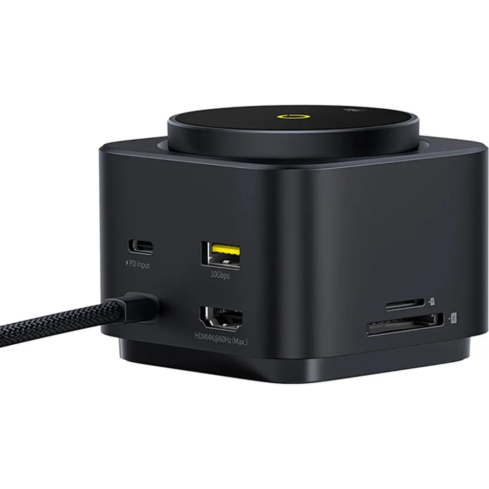 HUB Baseus MagPro Series II USB-C / ładowarka kompatybilna z MagSafe 15W, HDMI, USB-A, USB-C, SD/TF czarny