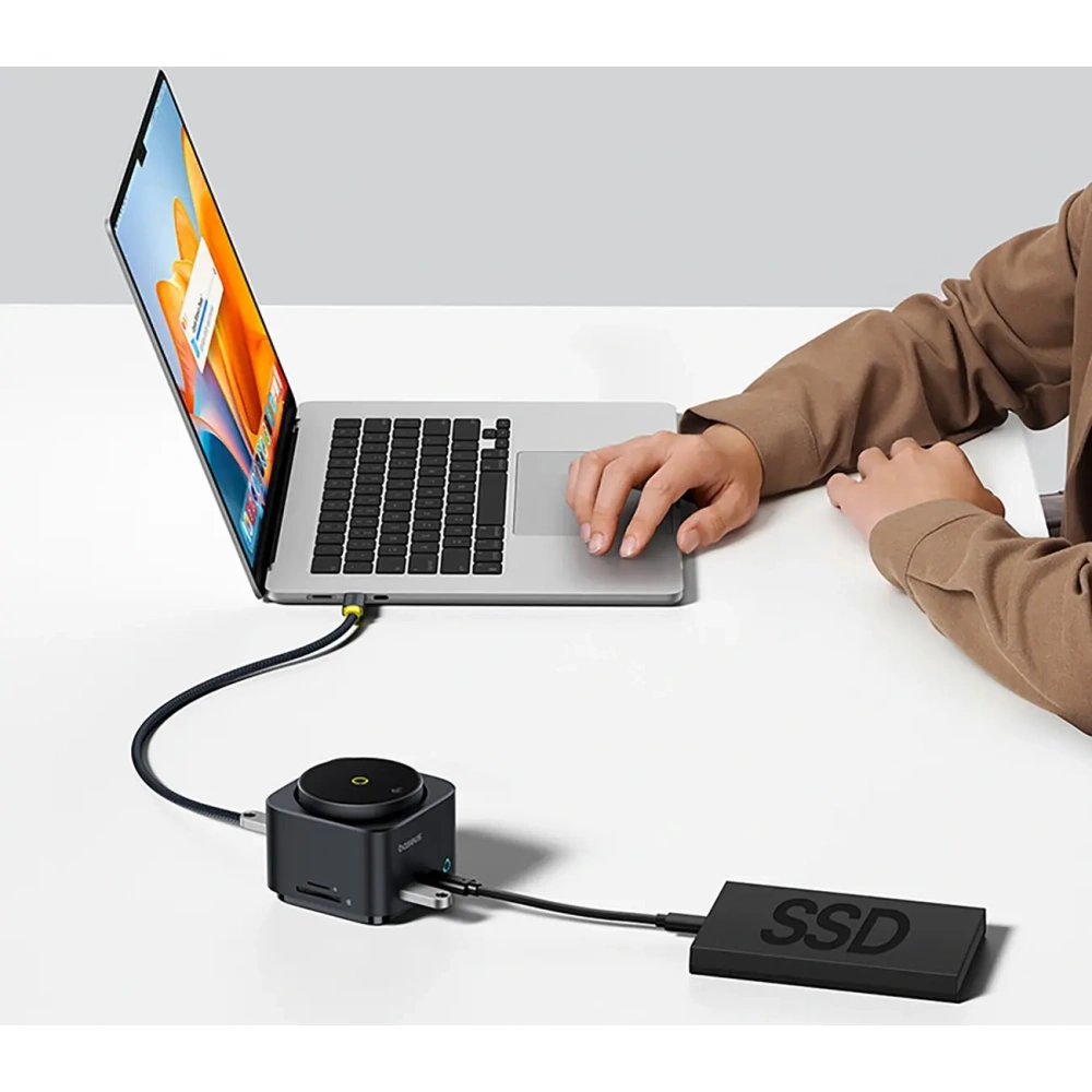 HUB Baseus MagPro Series II USB-C / ładowarka kompatybilna z MagSafe 15W, HDMI, USB-A, USB-C, SD/TF czarny