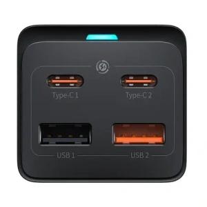 Stacja ładująca Baseus GaN3 Pro 65W AC + 2xUSB-C + 2xUSB-A z kablem Baseus Xiaobai USB-C / USB-C 100W 1m czarna