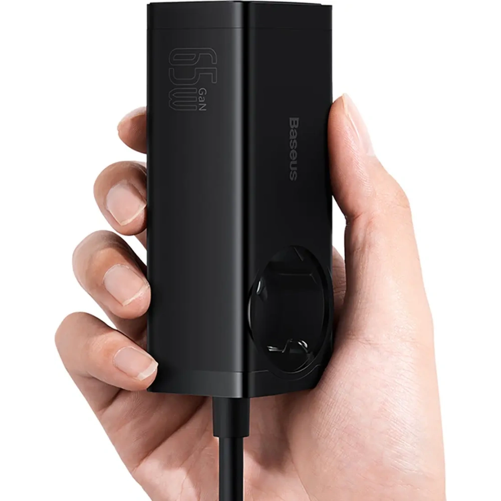 Stacja ładująca Baseus GaN3 Pro 65W AC + 2xUSB-C + 2xUSB-A z kablem Baseus Xiaobai USB-C / USB-C 100W 1m czarna