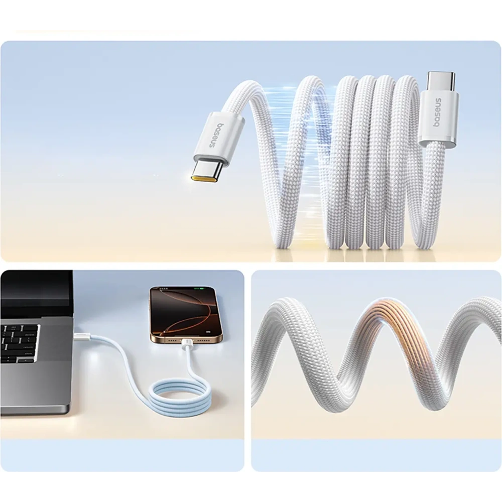 Kabel magnetyczny Baseus Dynamic 4 Pro 100W USB-C / USB-C 1m biały