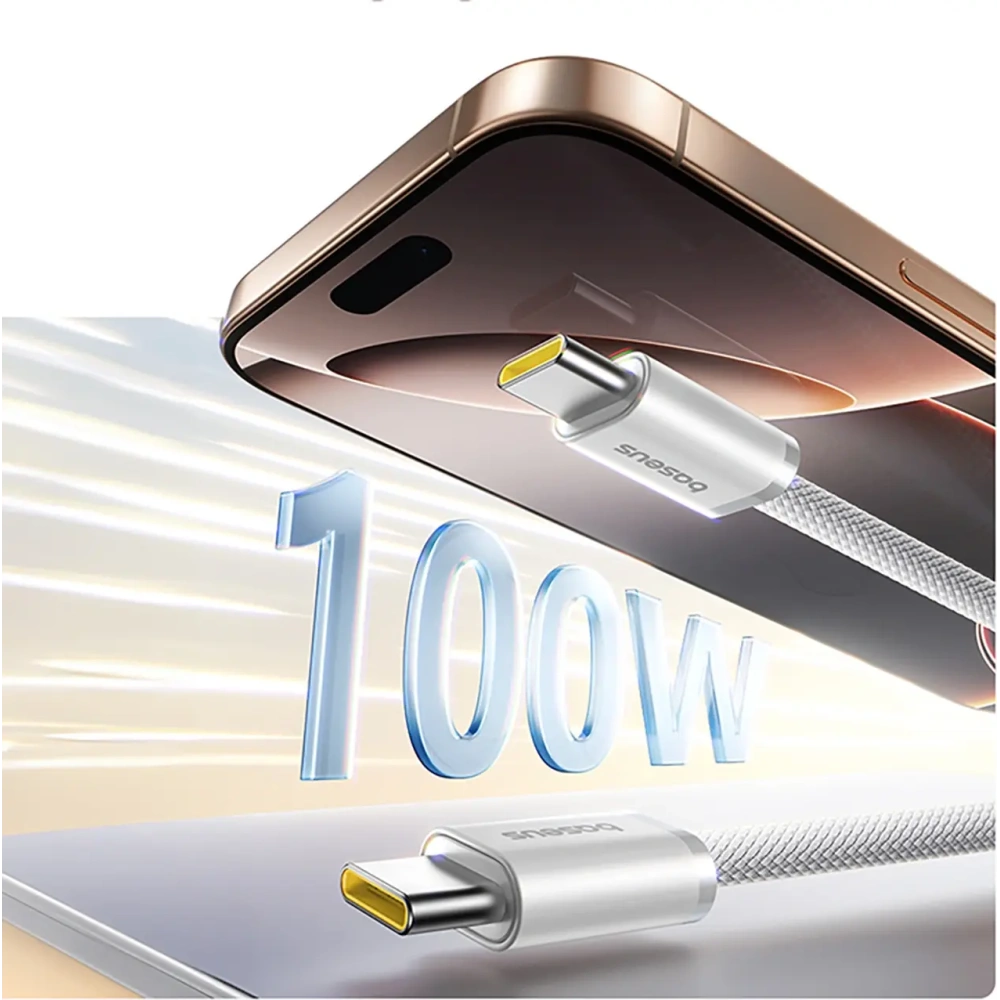 Kabel magnetyczny Baseus Dynamic 4 Pro 100W USB-C / USB-C 1m biały