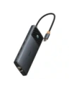 HUB Baseus Metal Gleam II USB-C / HDMI 4K@120Hz, HDMI 4K@60Hz, USB-A 3.2 10Gbps, USB-C 3.2 10Gbps, 2xUSB-A 2.0 480Mbps, USB-C PD 100W, RJ45 1000Mbps, SD/TF szary