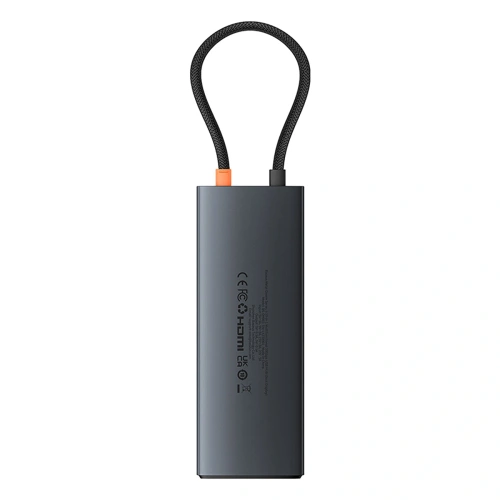 HUB Baseus Metal Gleam II USB-C / HDMI 4K@120Hz, HDMI 4K@60Hz, USB-A 3.2 10Gbps, USB-C 3.2 10Gbps, 2xUSB-A 2.0 480Mbps, USB-C PD 100W, RJ45 1000Mbps, SD/TF szary