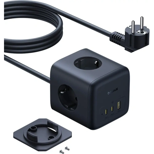 Kostka / listwa zasilająca Baseus EnerFill FA11 AC / USB-A 18W, USB-C 67W, 3xAC 1.5m czarna