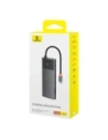 HUB Baseus Metal Gleam II USB-C / HDMI 4K@120Hz, HDMI 4K@60Hz, USB-A 3.2 10Gbps, USB-C 3.2 10Gbps, 2xUSB-A 2.0 480Mbps, USB-C PD 100W, RJ45 1000Mbps, SD/TF szary