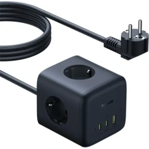 Kostka / listwa zasilająca Baseus EnerFill FA11 AC / USB-A 18W, USB-C 67W, 3xAC 1.5m czarna