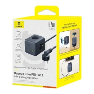 Kostka / listwa zasilająca Baseus EnerFill FA11 AC / USB-A 18W, USB-C 67W, 3xAC 1.5m czarna
