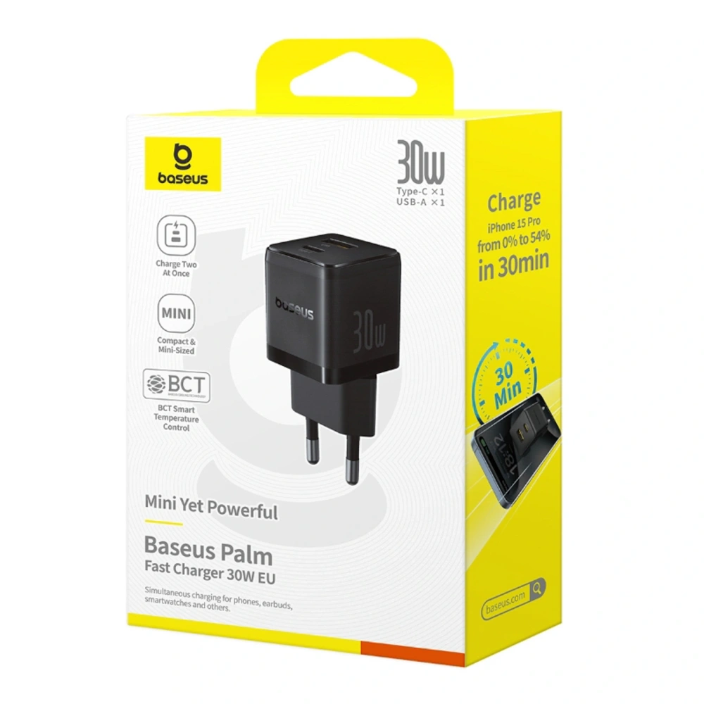 Ładowarka sieciowa Baseus Palm 30W USB-A, USB-C czarna