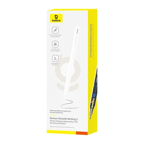 Rysik aktywny Baseus Smooth Writing 3 ładowany przewodowo stylus z wykrywaniem kąta pisania biały