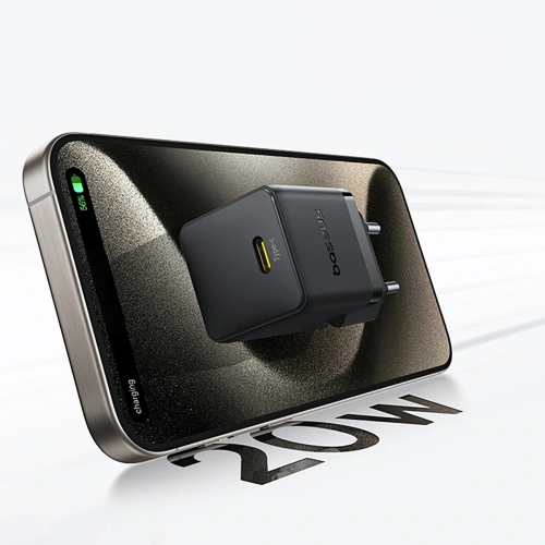 Ładowarka sieciowa Baseus Palm 1C 20W z kablem Baseus Mini White USB-C 60W 20V/3A 1m czarna