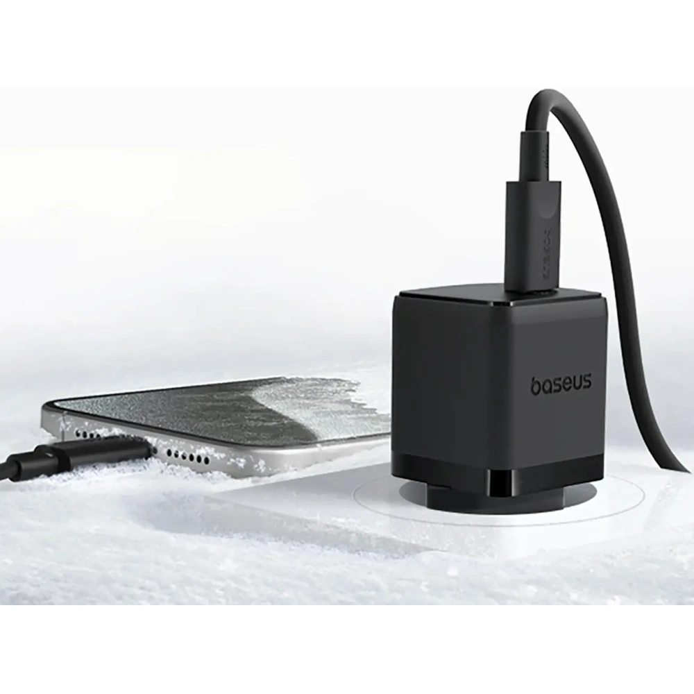 Ładowarka sieciowa Baseus Palm 1C 20W z kablem Baseus Mini White USB-C 60W 20V/3A 1m czarna