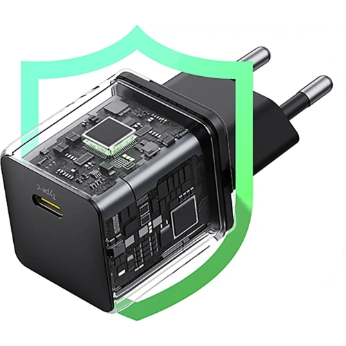 Ładowarka sieciowa Baseus Palm 1C 20W z kablem Baseus Mini White USB-C 60W 20V/3A 1m czarna