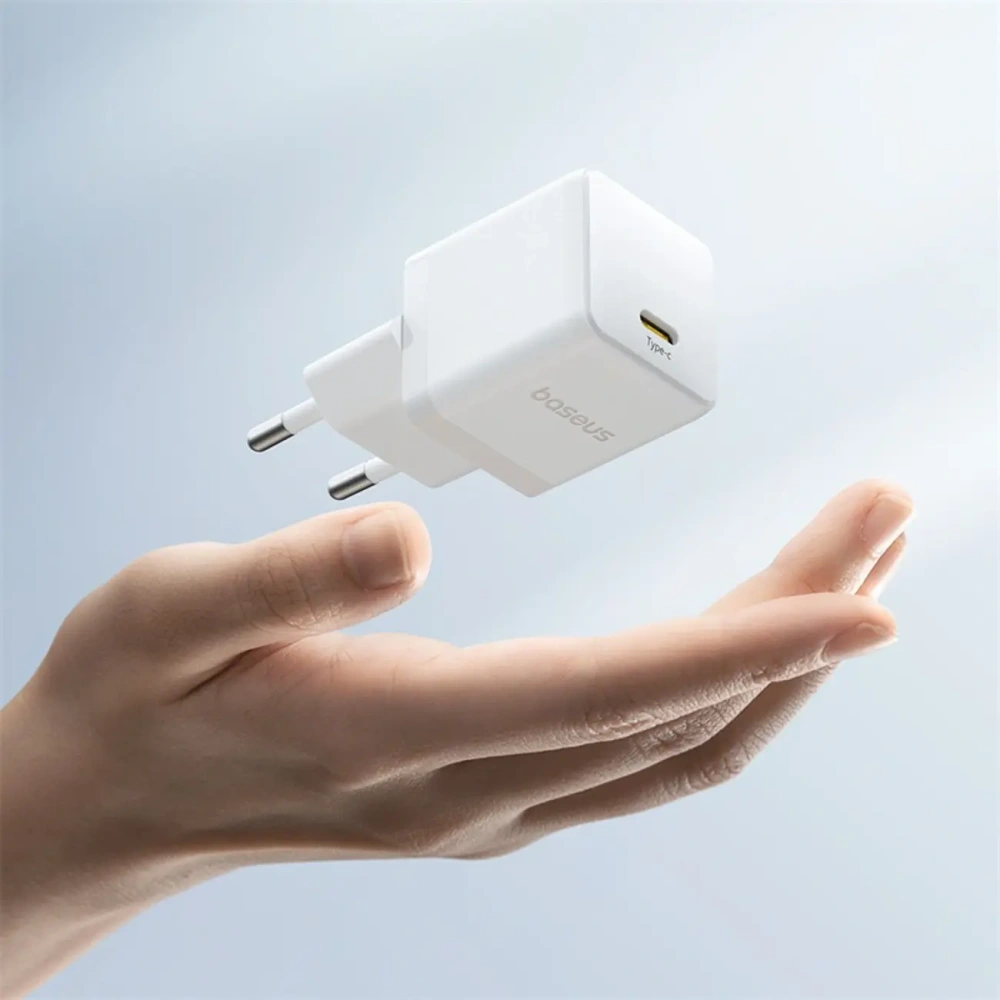 Ładowarka sieciowa Baseus Palm 1C 20W z kablem Baseus Mini White USB-C 60W 20V/3A 1m biała