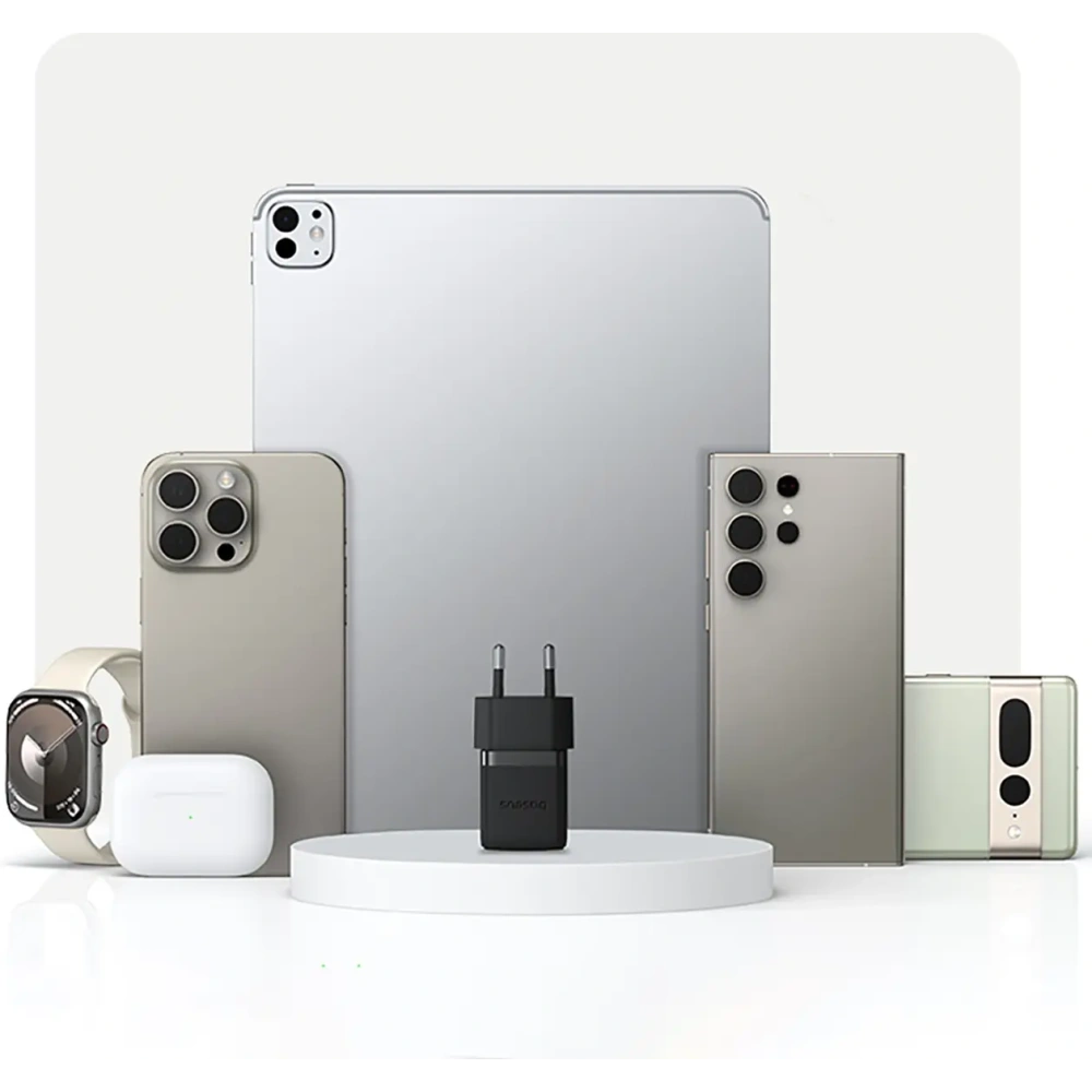 Ładowarka sieciowa Baseus Palm 1C 20W z kablem Baseus Mini White USB-C 60W 20V/3A 1m czarna