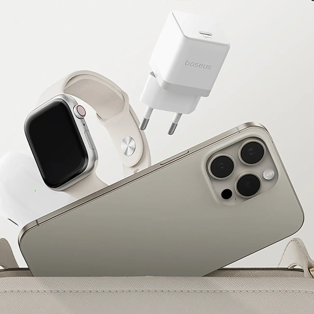 Ładowarka sieciowa Baseus Palm 1C 20W z kablem Baseus Mini White USB-C 60W 20V/3A 1m biała