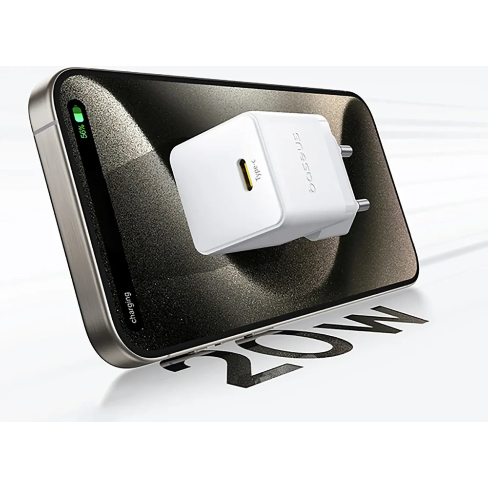 Ładowarka sieciowa Baseus Palm 1C 20W z kablem Baseus Mini White USB-C 60W 20V/3A 1m biała