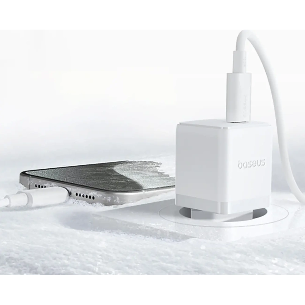Ładowarka sieciowa Baseus Palm 1C 20W z kablem Baseus Mini White USB-C 60W 20V/3A 1m biała