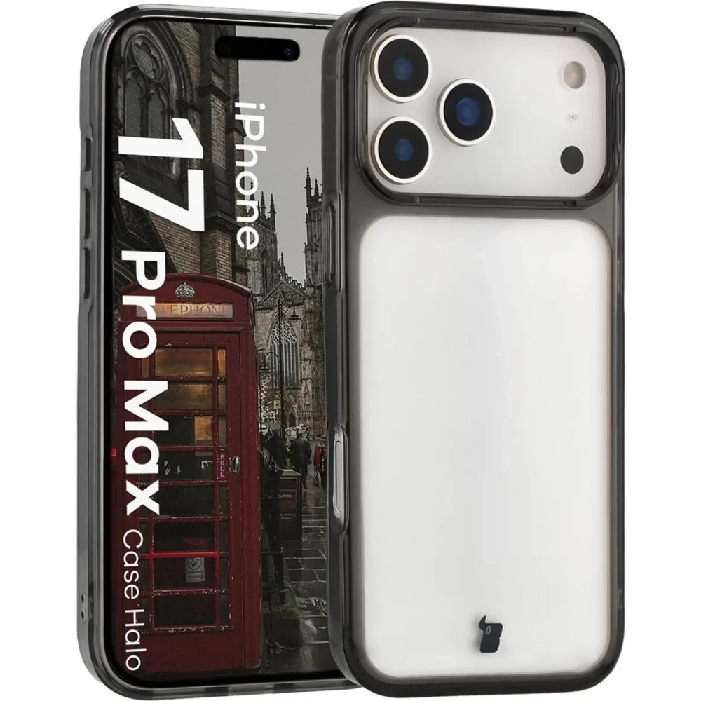 Etui Bizon Case Halo do Apple iPhone 17 Pro Max przydymione-czarne