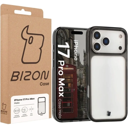Etui Bizon Case Halo do Apple iPhone 17 Pro Max przydymione-czarne