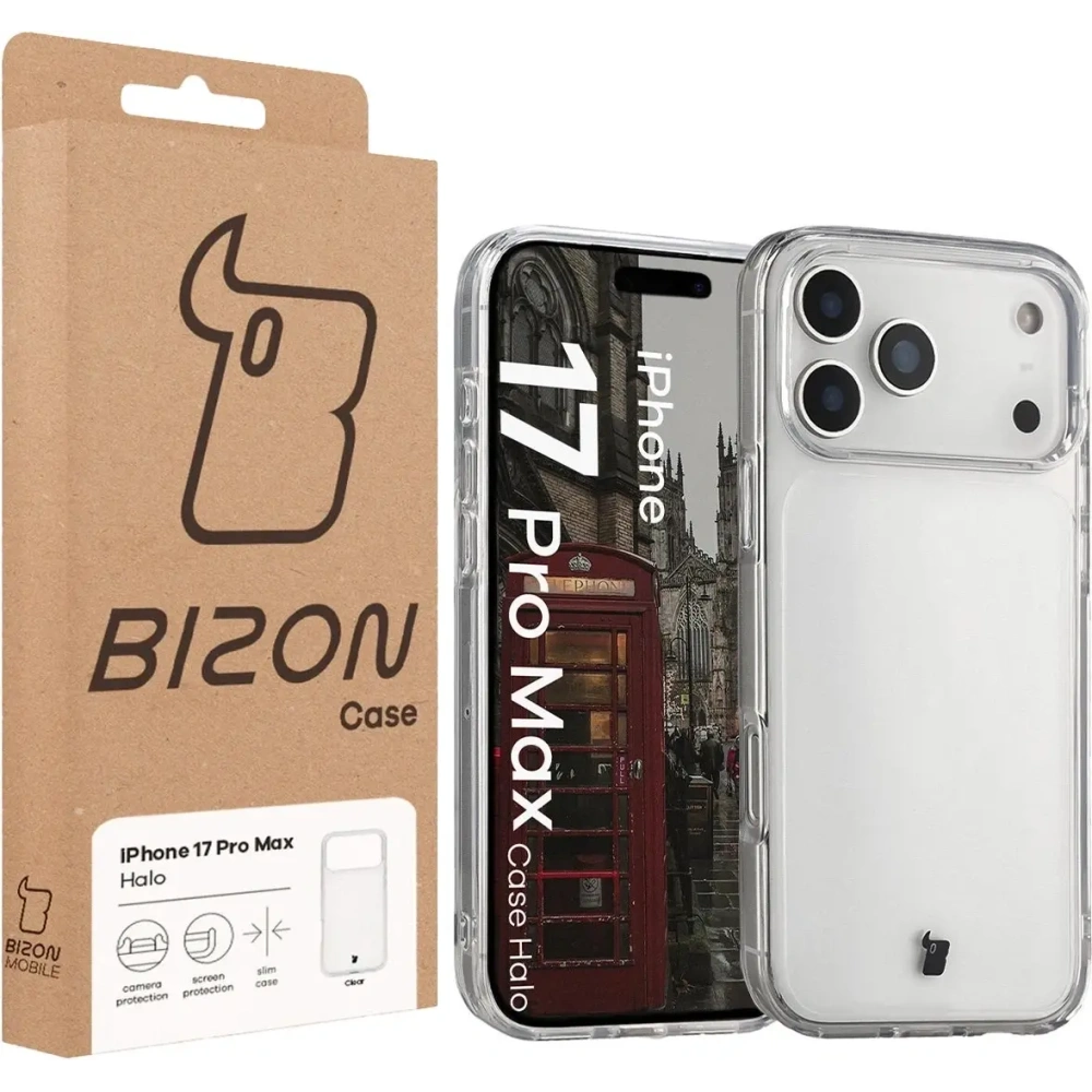 Etui Bizon Case Halo do Apple iPhone 17 Pro Max przezroczyste