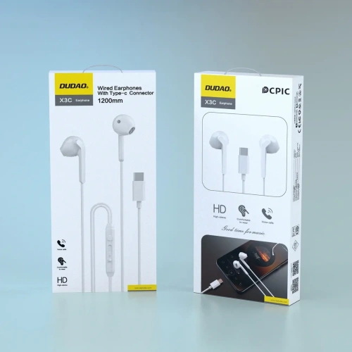 Słuchawki douszne Dudao X3C USB-C 1.2m białe