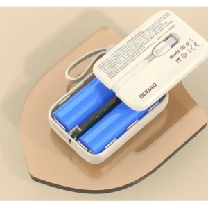 Powerbank Dudao K14 10000mAh z wbudowanymi kablami USB-C, Lightning beżowy