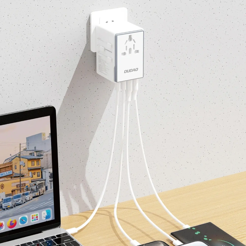Adapter podróżny Dudao A65 Pro 65W EU / US / JP / AUS / UK 2x USB-C 2x USB-A biały