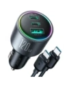 Ładowarka samochodowa Joyroom JR-CCN07 120W 2xUSB-C, USB-A + kabel USB-C 100W ciemnoszara