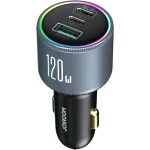 Ładowarka samochodowa Joyroom JR-CCN07 120W 2xUSB-C, USB-A + kabel USB-C 100W ciemnoszara