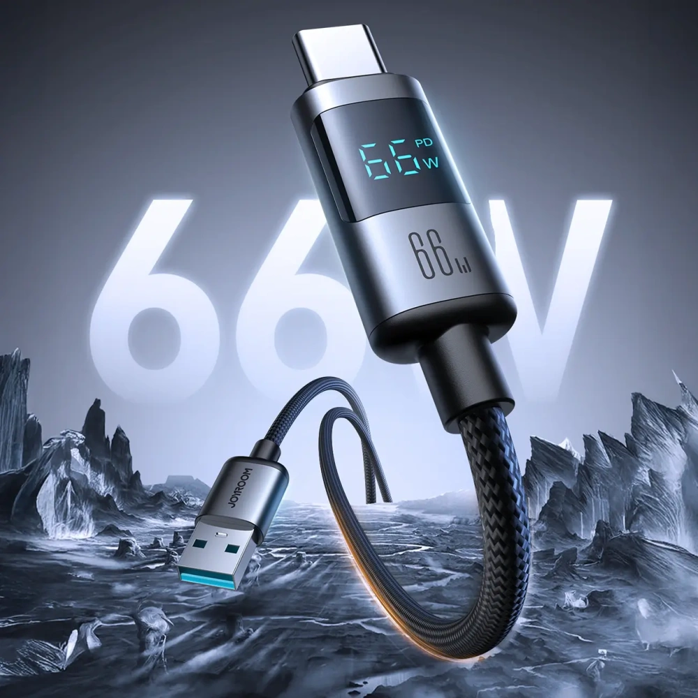 Kabel Joyroom S-A16 Pro Prism Series USB-A / USB-C 66W z wyświetlaczem 1.2m czarny