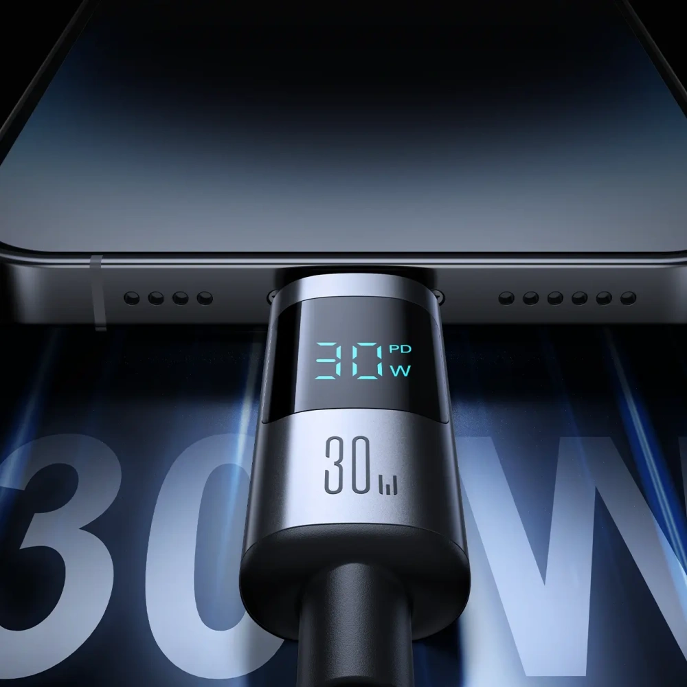 Kabel Joyroom S-A16 Pro Prism Series USB-C / Lightning 30W z wyświetlaczem 1.2m czarny