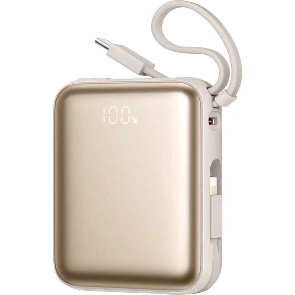 Powerbank Joyroom JR-PBF27 22.5W 10000mAh z wbudowanymi kablami USB-C, Lightning złoty