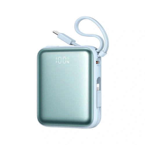Powerbank Joyroom JR-PBF27 22.5W 10000mAh z wbudowanymi kablami USB-C, Lightning niebieski