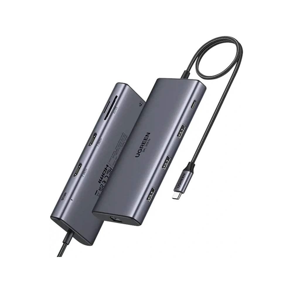 HUB UGREEN CM639 USB-C / 2xHDMI 4K60 Hz, 3xUSB-A, USB-C, SD/TF, RJ45, USB-C PD 100W