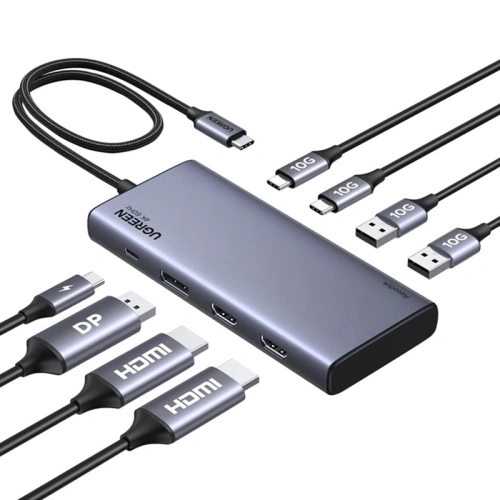 HUB UGREEN CM639 USB-C / 2xHDMI 4K60Hz, DisplayPort, 2xUSB-A, 2xUSB-C 3.2 10Gbps, USB-C PD 100W