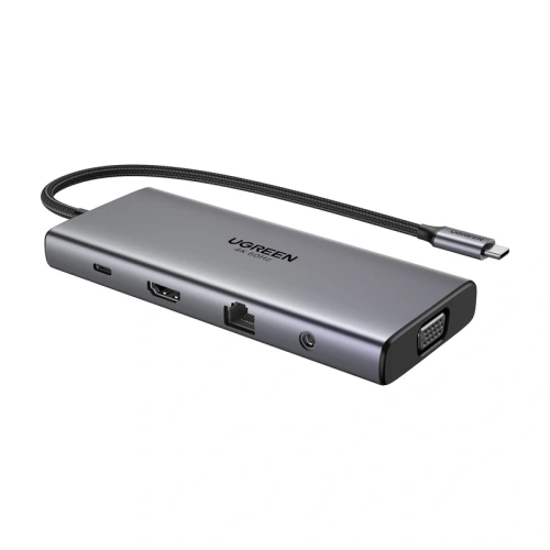 HUB UGREEN CM639 USB-C / HDMI 4K60 Hz, VGA, 2xUSB-C 3.2 10Gbps, 2xUSB-A, SD/TF, RJ45, AUX 3.5mm, USB-C 100W PD