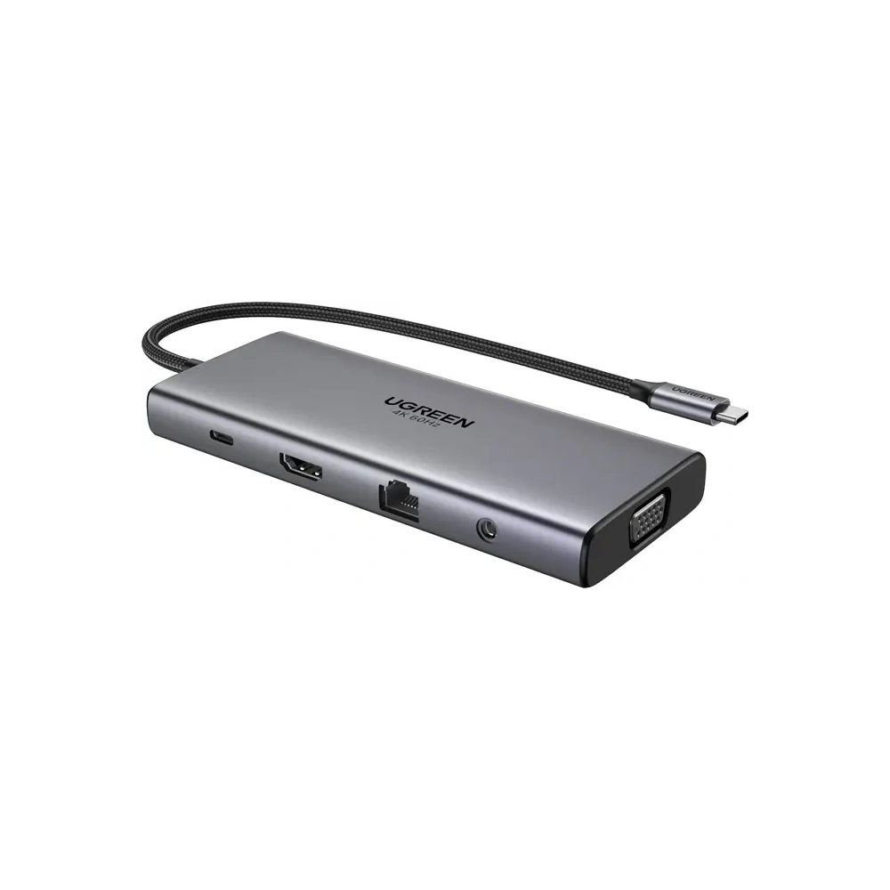 HUB UGREEN CM639 USB-C / HDMI 4K60 Hz, VGA, 2xUSB-C 3.2 10Gbps, 2xUSB-A, SD/TF, RJ45, AUX 3.5mm, USB-C 100W PD